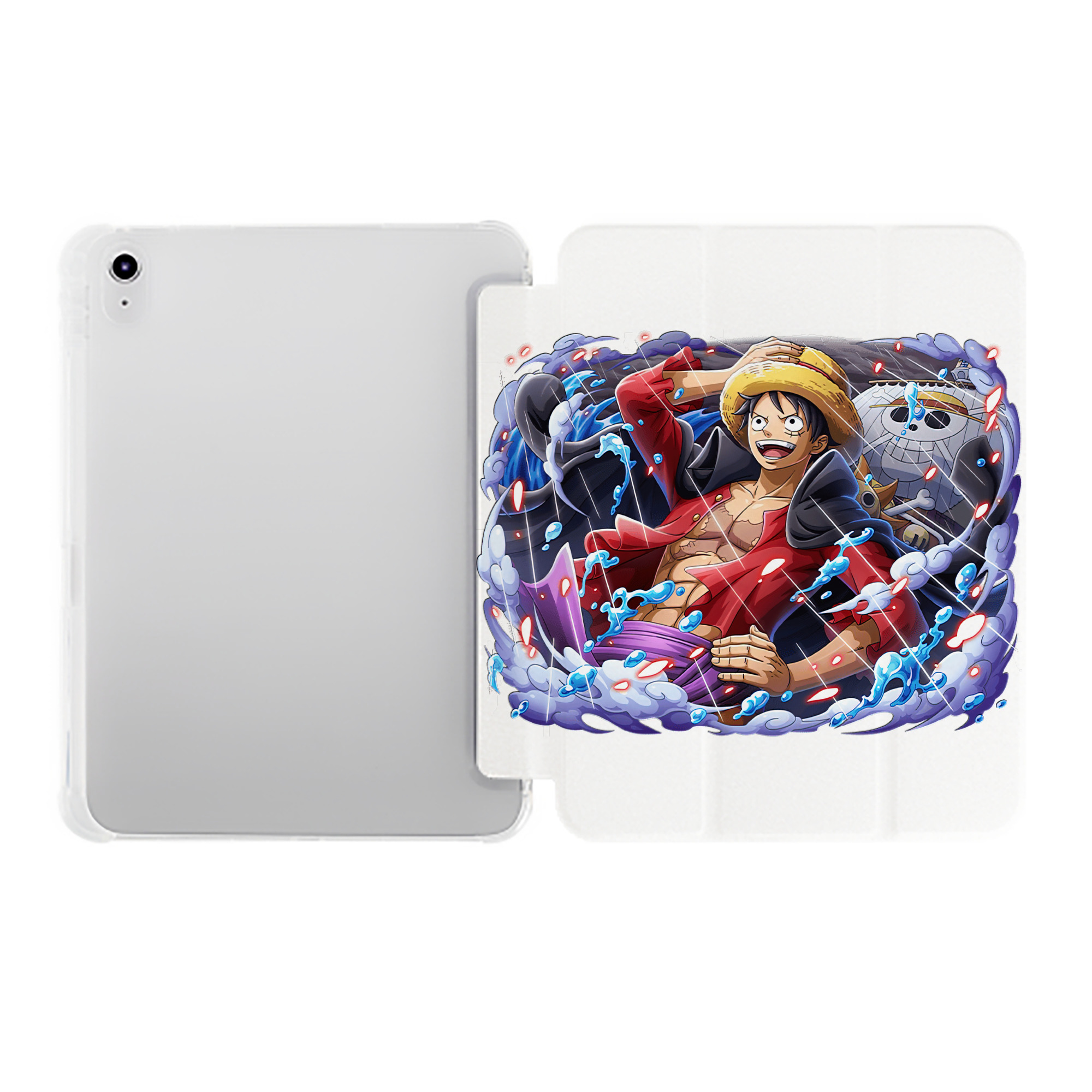 （画像用） ワンピース モンキー・D・ルフィ ONE PIECE Monkey D. Luffy IPad ケース ペン収納付き 三つ折りスタンド PUレザー×シリコン 対応機種9.5/10.5/10.9インチ